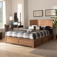 Baxton Studio Lisa-Ash Walnut-Full Lisa Modern and Contemporary Transitional Ash Walnut Brown Finished Wood Full Size 3-Drawer Platform Storage Bed